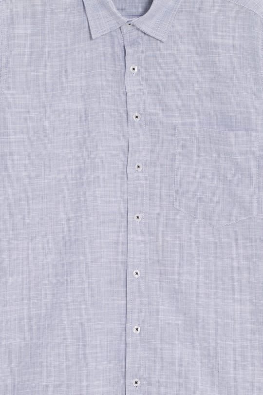 Erkek Regular Fit Klasik Kesim Oversize %100 Pamuk Keten Doku Lacivert Gömlek