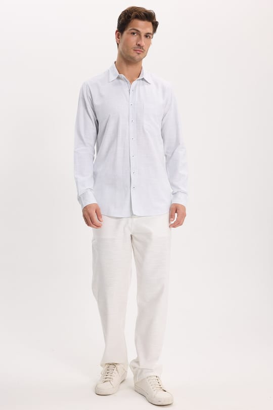 Erkek Regular Fit Klasik Kesim Oversize %100 Pamuk Keten Doku Yeşil Gömlek