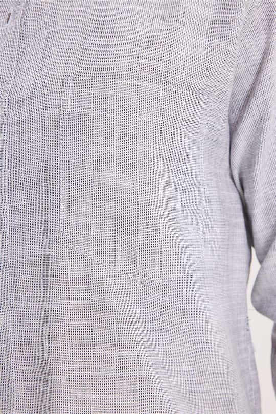 Erkek Regular Fit Klasik Kesim Oversize %100 Pamuk Keten Doku Gri Gömlek