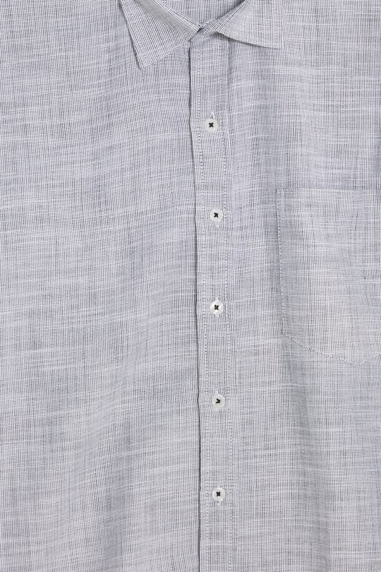 Erkek Regular Fit Klasik Kesim Oversize %100 Pamuk Keten Doku Gri Gömlek