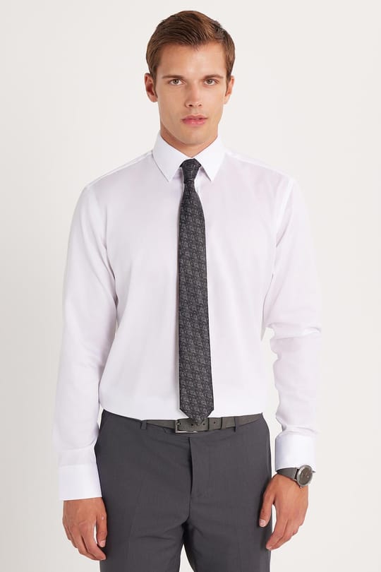 Regular Fit Beyaz Non-Iron %100 Pamuk Doğa Dostu Ekoteks Belgeli Ütü Gerektirmez Gömlek