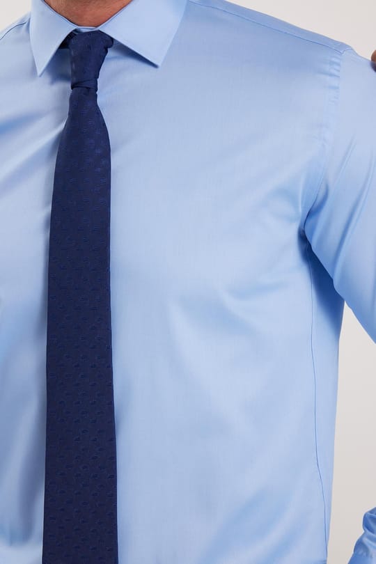 Erkek Regular Fit Rahat Kesim Açık Mavi Non-Iron Pamuklu Ütü Gerektirmez Gömlek