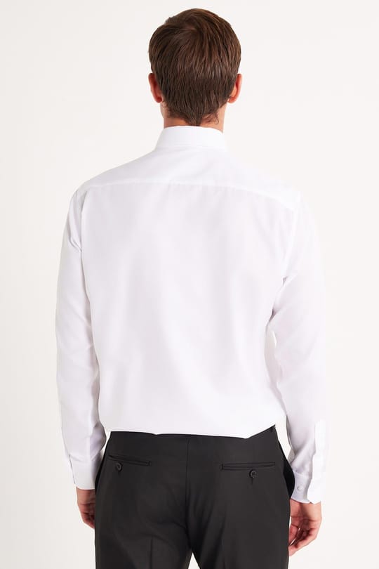 Erkek Regular Fit Beyaz Non-Iron %100 Pamuk Doğa Dostu Ekoteks Belgeli Ütü Gerektirmez Beyaz Gömlek
