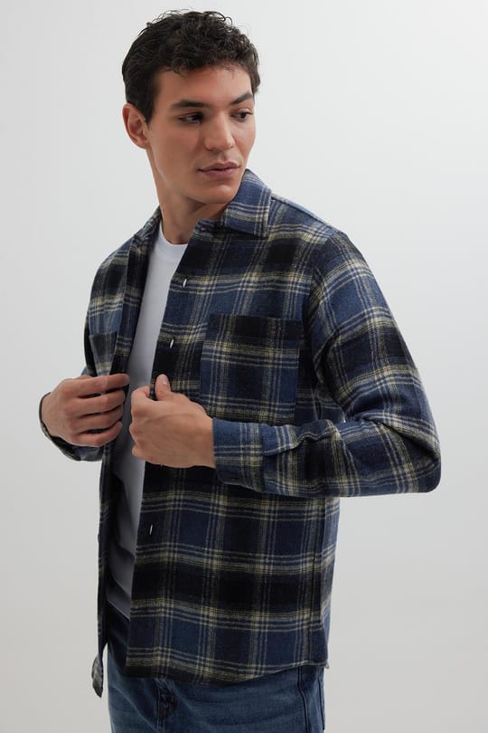 Erkek Regular Fit Normal Kesim Çift Cepli Kışlık Oduncu Kareli Gömlek