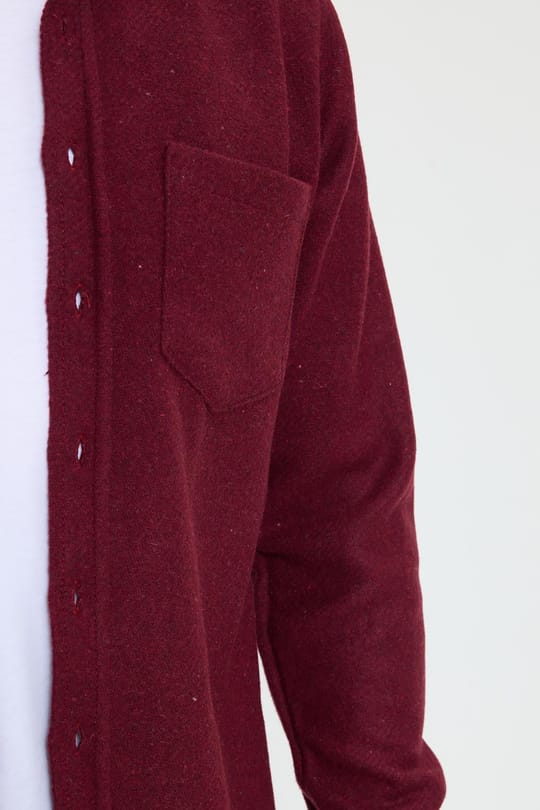 Erkek Regular Fit Klasik Kesim Düz Cepli Koyu Bordo Oduncu Gömlek