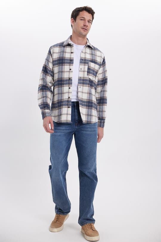 Erkek Regular Fit Rahat Kesim Kışlık Kareli Oduncu Gömlek