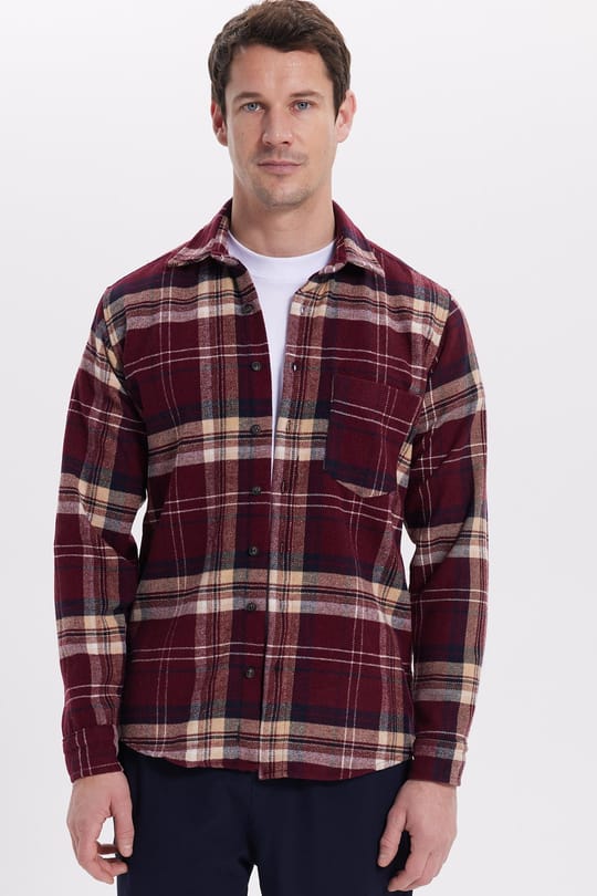 Erkek Regular Fit Rahat Kesim Kışlık Kareli Oduncu Gömlek