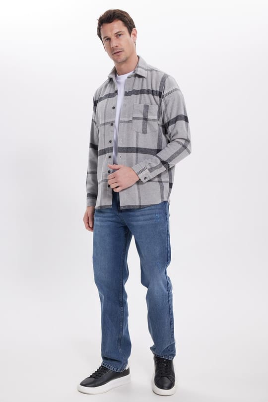 Erkek Regular Fit Rahat Kesim Kışlık Kareli Oduncu Gömlek