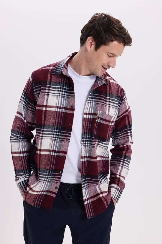 Erkek Regular Fit Rahat Kesim Kışlık Kareli Oduncu Gömlek