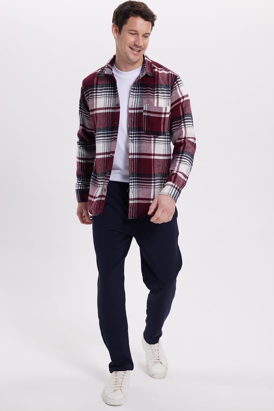 Erkek Regular Fit Rahat Kesim Kışlık Kareli Oduncu Gömlek