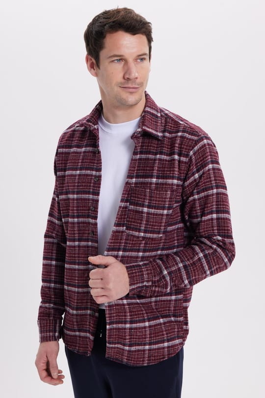 Erkek Regular Fit Rahat Kesim Kışlık Kareli Oduncu Gömlek