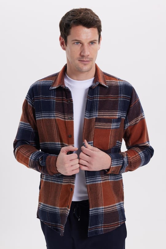 Erkek Regular Fit Rahat Kesim Kışlık Kareli Oduncu Gömlek