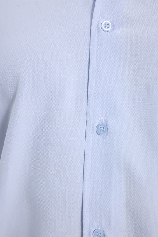 Erkek Regular Fit Klasik Kesim Pamuklu Kısa Kollu Armürlü Mavi Gömlek