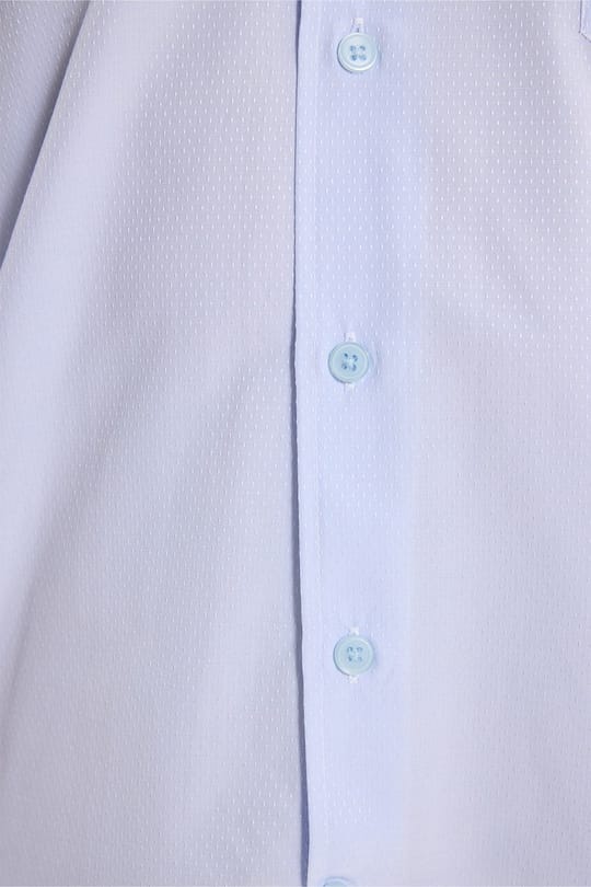 Erkek Regular Fit Klasik Kesim Pamuklu Kısa Kollu Armürlü Mavi Gömlek