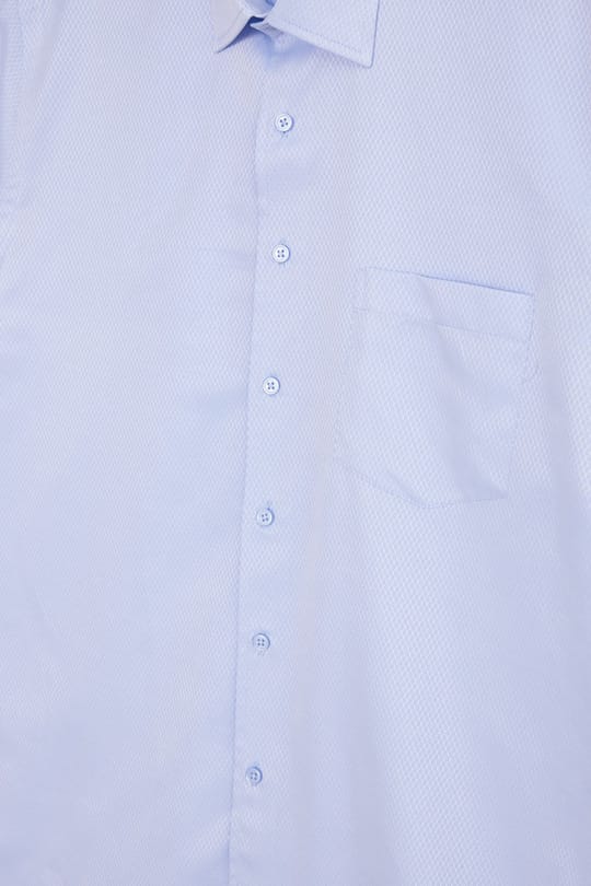 Erkek Regular Fit Klasik Kesim Pamuklu Kısa Kollu Armürlü Mavi Gömlek