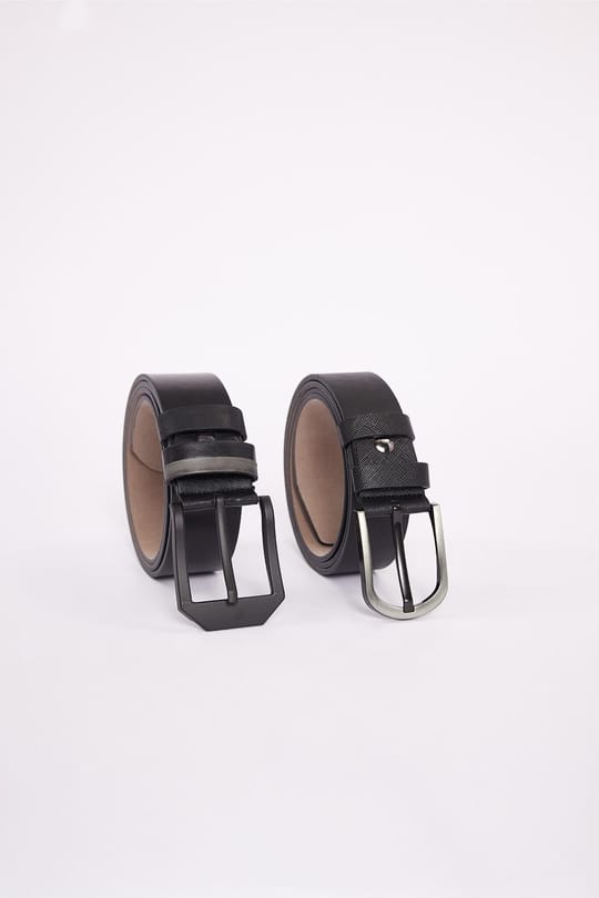 Erkek 2li Set 3,5 Cm Klasik 4 Cm Spor Siyah Kemer
