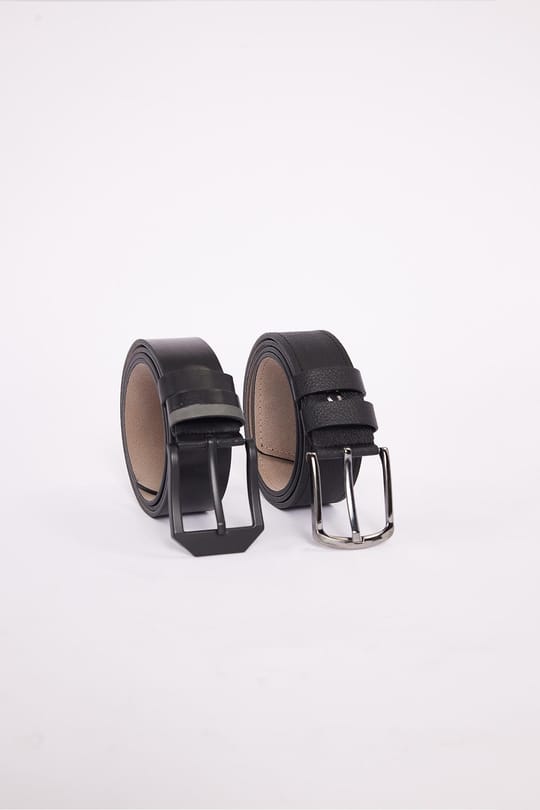 Erkek 2li Set 4 Cm Spor Siyah Kemer