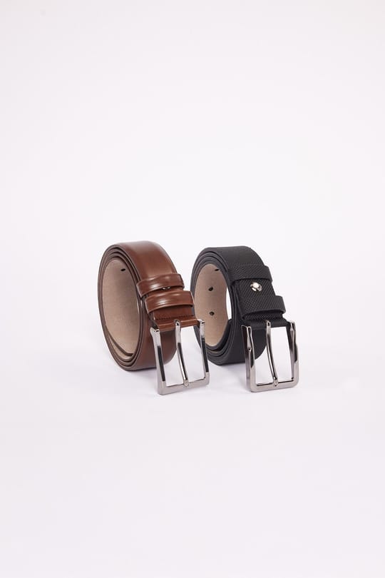 Erkek 2li Set 3,5 Cm Klasik Siyah 3,5 Cm Klasik Kahverengi Kemer