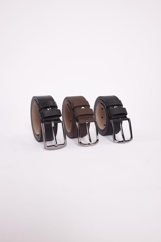 Erkek 3lü Set 4 Cm Spor Siyah-Kahverengi-Lacivert Kemer
