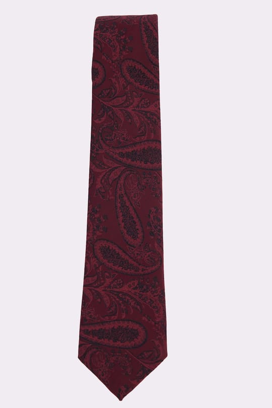 Bordo Desenli Cep Mendilli Klasik Kravat