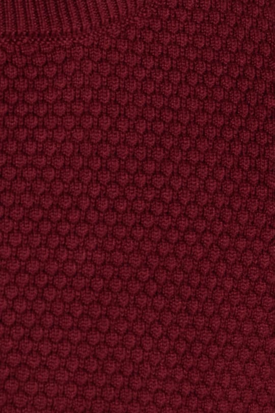Erkek Standart Fit Normal Kesim Bisiklet Yaka Petek Desenli Koyu Bordo Triko Kazak
