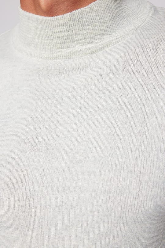 Erkek Standart Fit Normal Kesim Yarım Balıkçı Yaka Düz Gri Triko Kazak