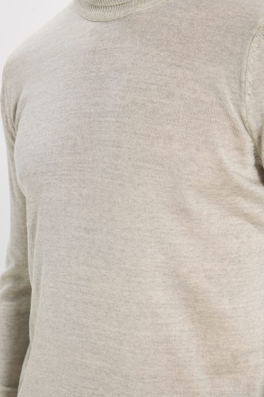 Slim Fit Tam Boğazlı Yaka Düz Yün Gri Erkek Triko Kazak