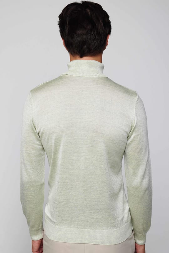 Slim Fit Tam Boğazlı Yaka Düz Yün Gri Erkek Triko Kazak