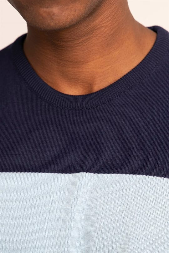 Erkek Slim Fit Dar Kesim Bisiklet Yaka Desenli Renkli Triko Kazak