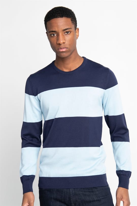 Erkek Slim Fit Dar Kesim Bisiklet Yaka Desenli Renkli Triko Kazak