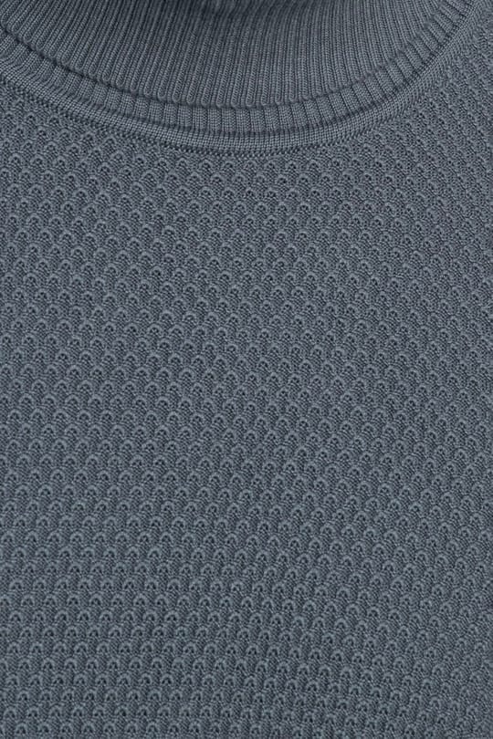 Erkek Slim Fit Balıkçı Yaka Desenli Antrasit Triko Kazak