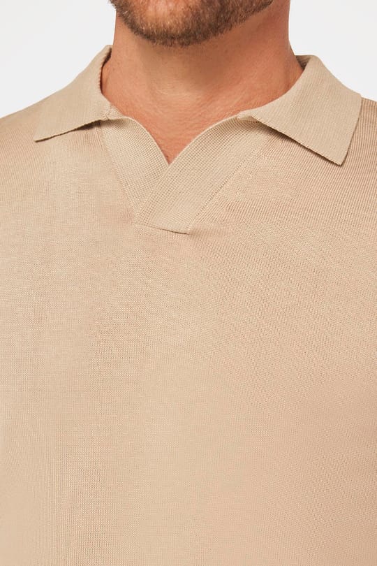 Erkek Standart Fit Normal Kesim Polo V Yaka Taş Triko Kazak
