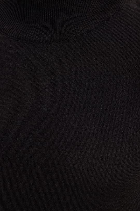 Erkek Slim Fit Dar Kesim Yumuşak Dokulu Tüylenmeyen Siyah Yarım Balıkçı Yaka Triko Kazak