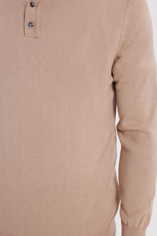 Erkek Standart Fit Normal Kesim Pamuklu Polo Yaka Taş Kazak