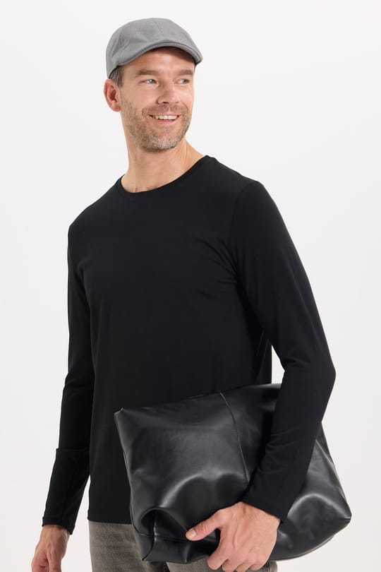 Erkek Slim Fit Dar Kesim Pamuklu Yumuşak Dokulu Bisiklet Yaka Likralı Siyah Sweatshirt