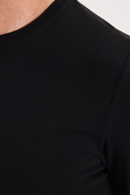 Erkek Slim Fit Dar Kesim Pamuklu Yumuşak Dokulu Bisiklet Yaka Likralı Siyah Sweatshirt