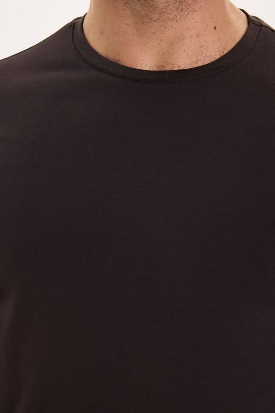 Erkek Slim Fit Dar Kesim Pamuklu Yumuşak Dokulu Bisiklet Yaka Likralı Kahverengi Sweatshirt