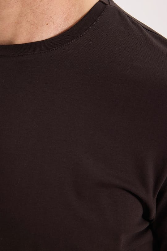 Erkek Slim Fit Dar Kesim Pamuklu Yumuşak Dokulu Bisiklet Yaka Likralı Kahverengi Sweatshirt