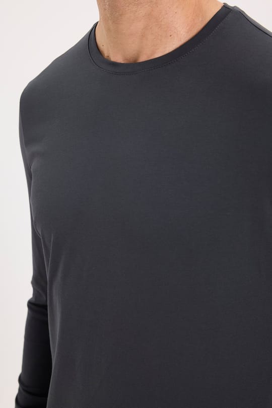 Erkek Slim Fit Dar Kesim Pamuklu Yumuşak Dokulu Bisiklet Yaka Likralı Gri Sweatshirt