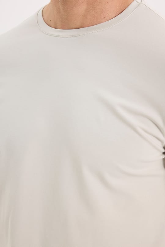 Erkek Slim Fit Dar Kesim Pamuklu Yumuşak Dokulu Bisiklet Yaka Likralı Ekru Sweatshirt