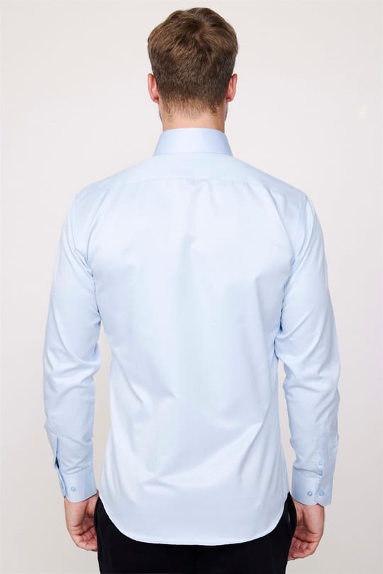 Modern Slim Fit Düz Saten Pamuklu Erkek Gömlek