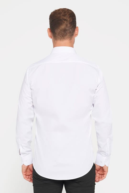 Modern Slim Fit Uzun Kollu Pamuklu Kolay Ütü Erkek Beyaz Gömlek