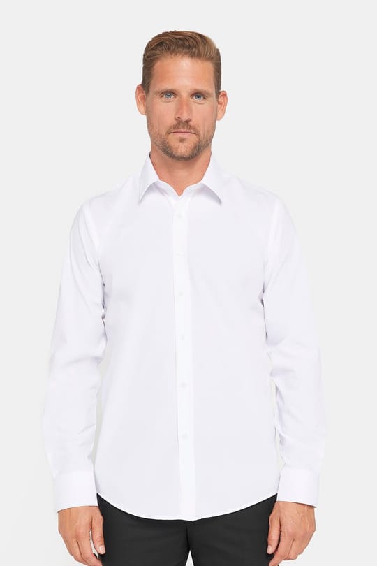 Modern Slim Fit Uzun Kollu Pamuklu Kolay Ütü Erkek Beyaz Gömlek