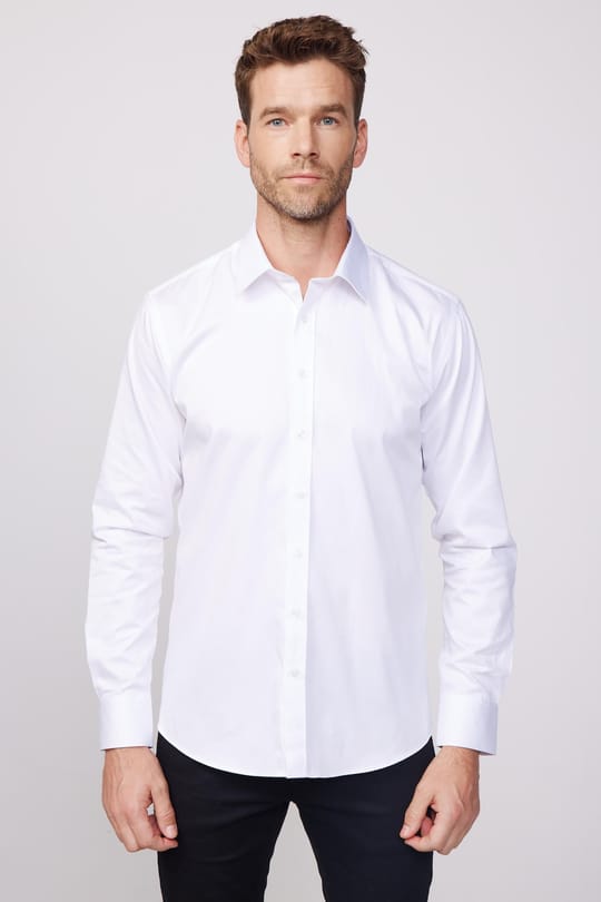 Modern Slim Fit Uzun Kollu Pamuk Saten Premium Seri Erkek Beyaz Gömlek