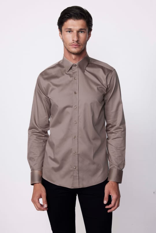 Modern Slim Fit Uzun Kollu Pamuk Saten Premium Seri Dore Erkek Gömlek
