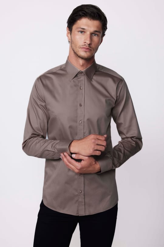 Modern Slim Fit Uzun Kollu Pamuk Saten Premium Seri Dore Erkek Gömlek