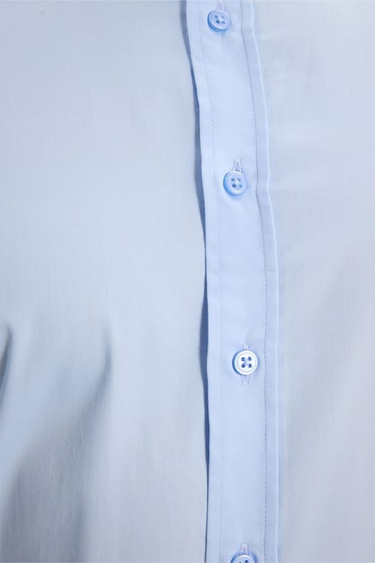 Erkek Modern Slim Fit Uzun Kollu %100 Pamuk Premium Seri Saten Mavi Gömlek