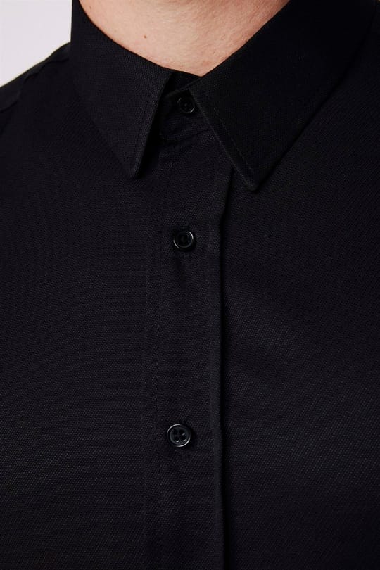 Modern Slim Fit Uzun Kollu Pamuklu Kolay Ütü Armürlü Erkek Siyah Gömlek