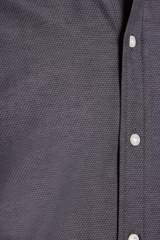Modern Slim Fit Uzun Kollu Pamuklu Kolay Ütü Armürlü Erkek Füme Gömlek