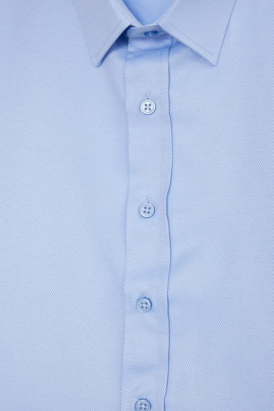 Erkek Modern Fit Dar Kesim Pamuklu Uzun Kollu Kravatlık Armürlü Mavi Gömlek